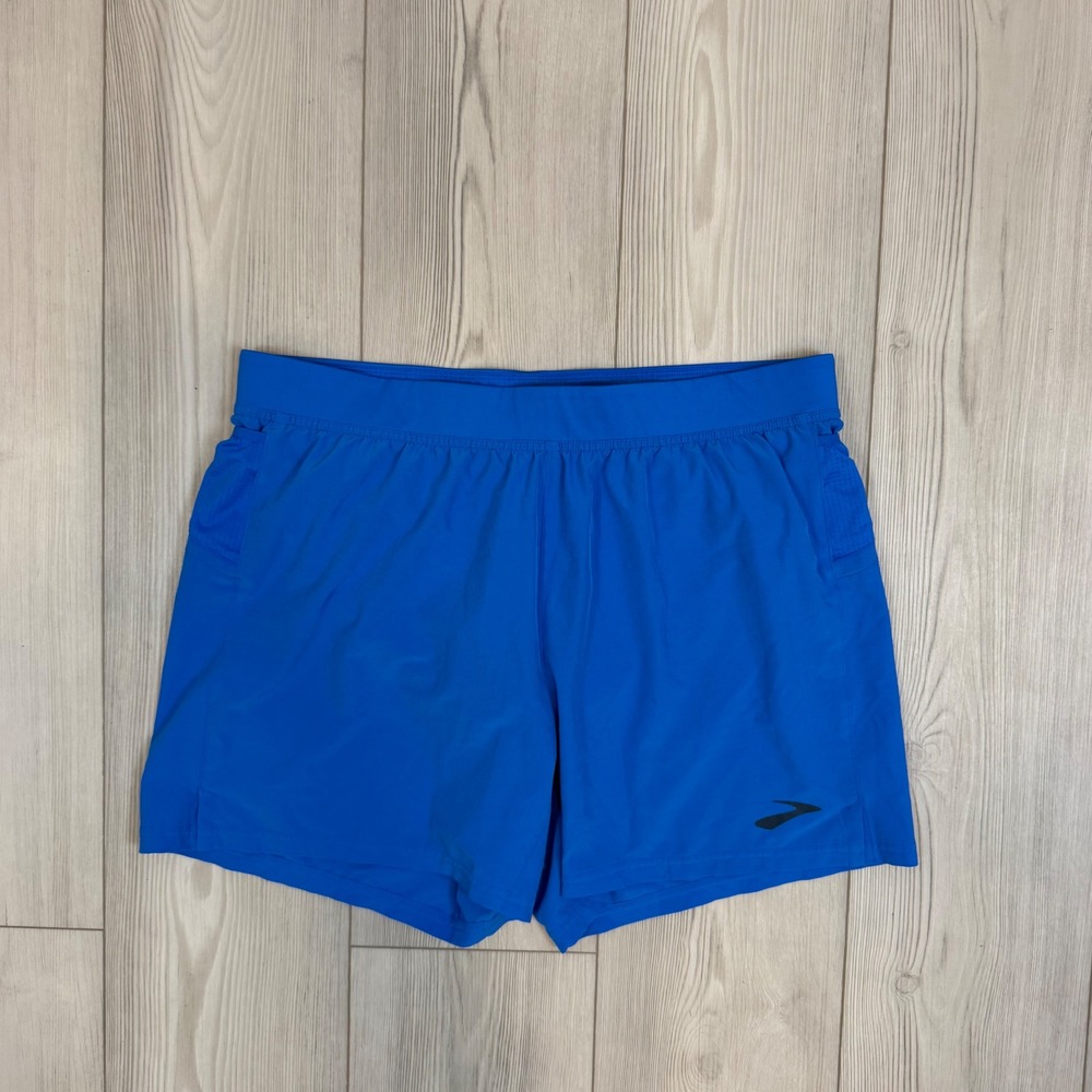 Brooks Sherpa Running Shorts Mens Large Blue 5 Inch Inseam 211332 Liner Pockets